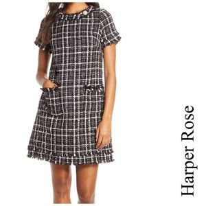 HARPER ROSE Tweed Shift Dress, 6, Black